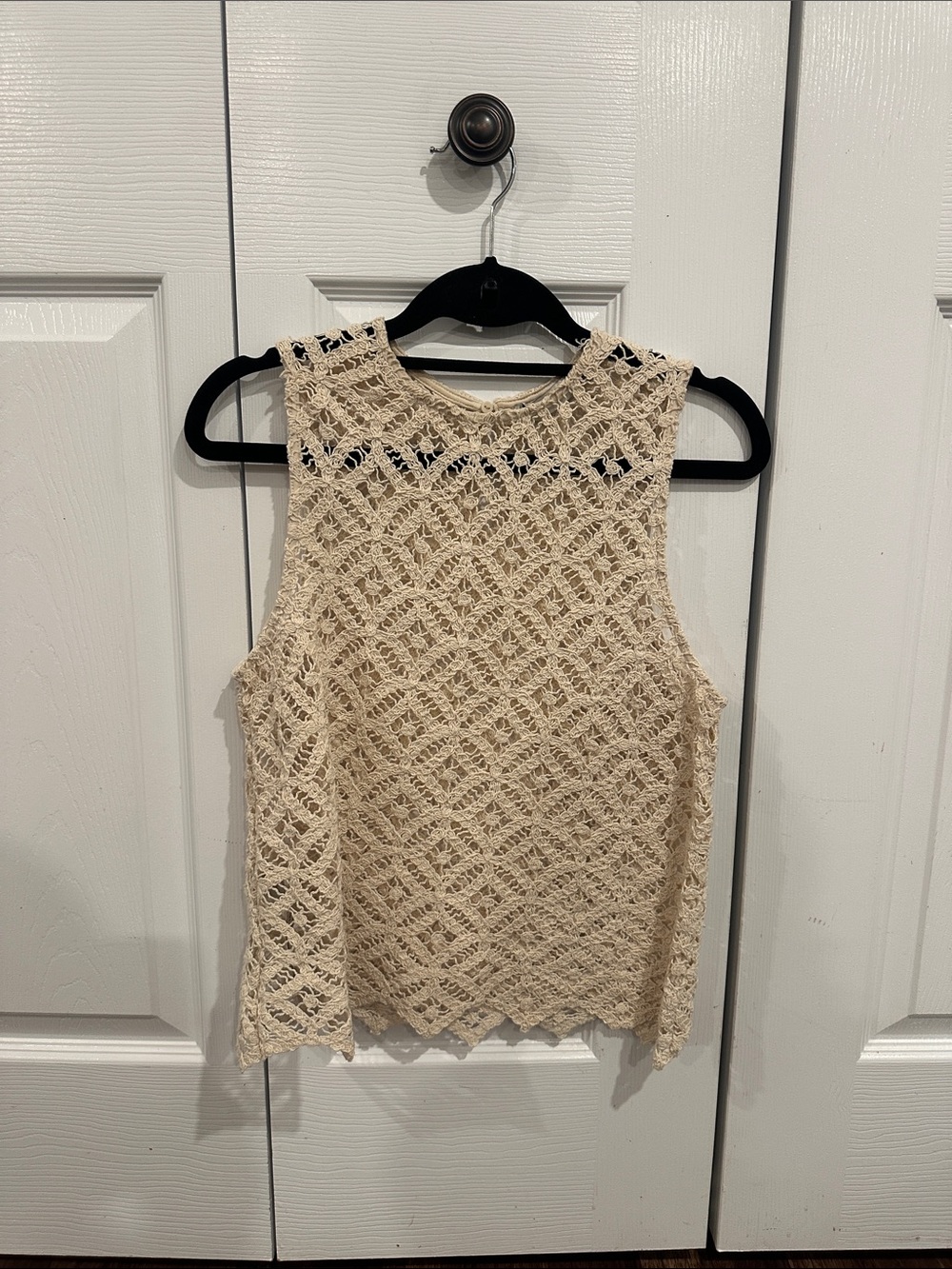 Mango Crochet Sleeveless Tank Top - Cream